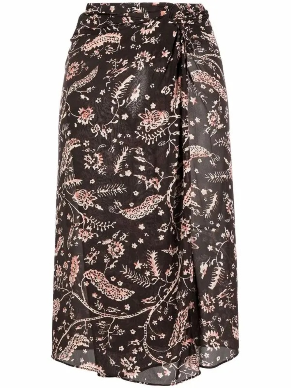 ba&sh Black Midi Skirt with Blush Paisley Print - Picture 2 of 6